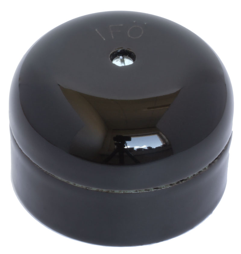 Round connection box in black porcelain - old style - vintage style - classic interior - retro