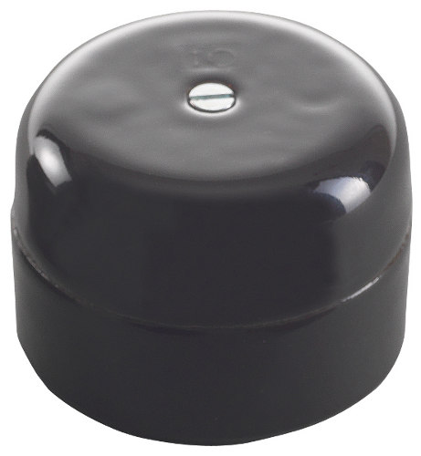 Connection Box - Black porcelain 50 mm round - old style - classic style - vintage interior