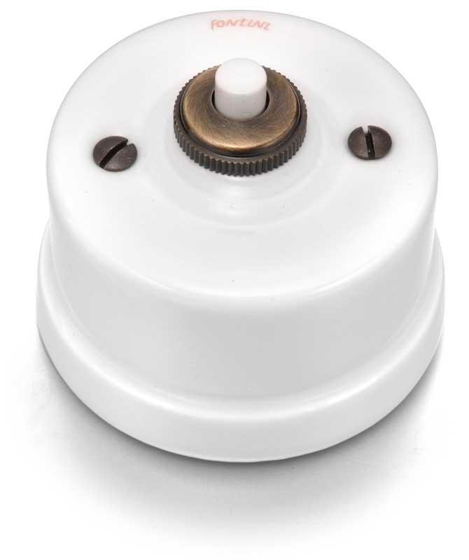 Resilient push-button in white porcelain/bronse
