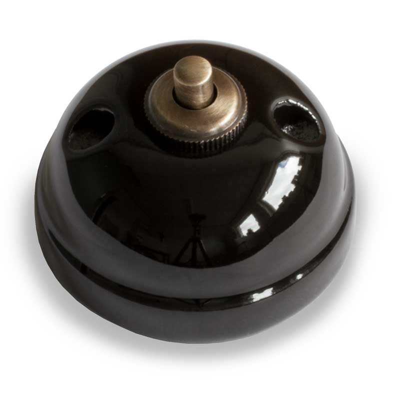 Garby - Push-button rounded black porcelain/bronze