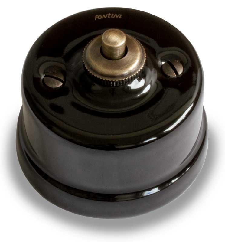 Garby - Resilient push-button in black porcelain/bronze