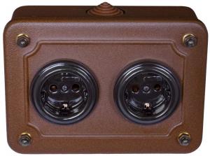 Metal box with double outlets - black porcelain - old style - vintage style - classic interior - retro