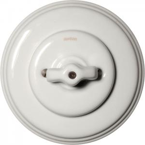 Schalter – Wechselschalter (Drehschalter), weißes Porzellan
