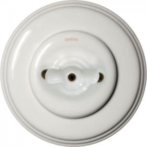 Schalter – Wechselschalter (Drehschalter), weißes Porzellan, weißer Drehknopf