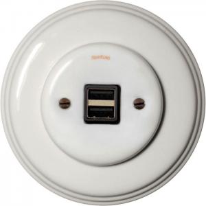 USB Outlet - White Porcelain, Garby Colonial