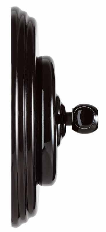 Retro strömbrytare i svart porslin med  svart vred - gammaldags inredning - klassisk stil - retro - sekelskifte