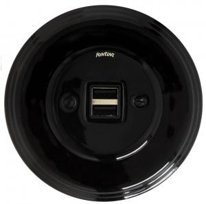 USB Outlet - Black Porcelain, Garby Colonial