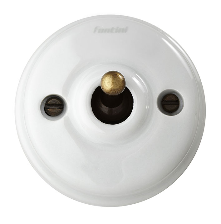 Toggle Light Switch - Porcelain/bronze, surface-mounted