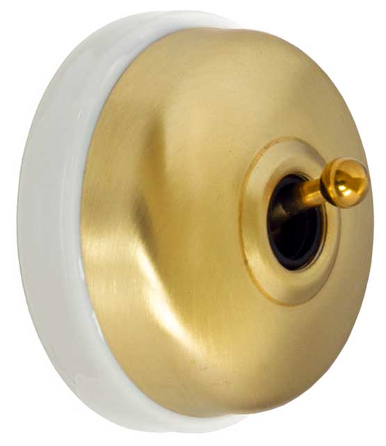 Push-Button Toggle Light Switch - Untreated Brass