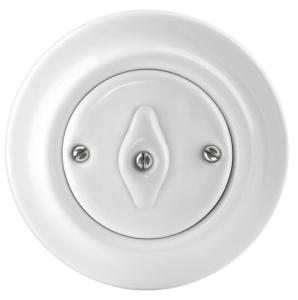 White porcelain light switch (rotary /two-way) - ABB Decento