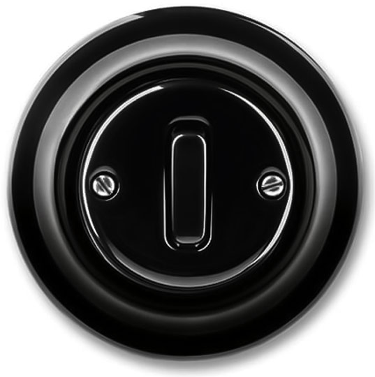 Dimmer - Push-button Black Porcelain - ABB Decento
