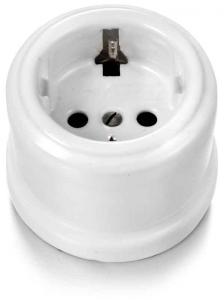 Garby-Schuko Socket 16A/250V Porcelain (With Secur.Shutters)-White Porcelain - old style - vintage interior - classic style - retro
