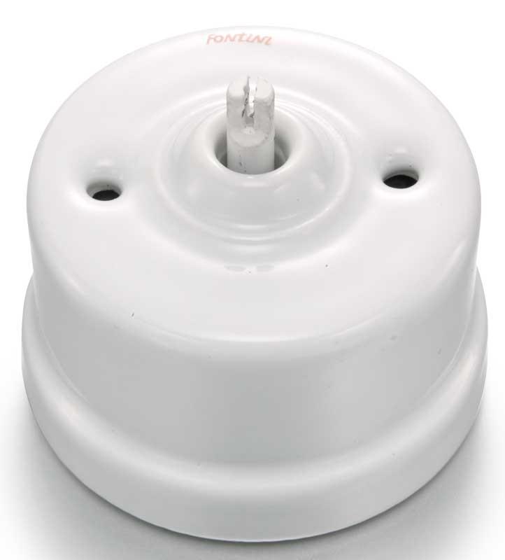 Oldstyle switch in white porcelain - without knob