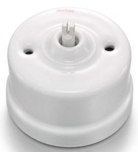 Rückfedernder Schalter -  weißes Porzellan ohne Drehknopf.
