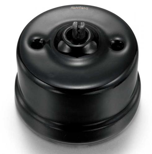 Rückfedernder Schalter -  schwarzes Porzellan ohne Drehknopf.