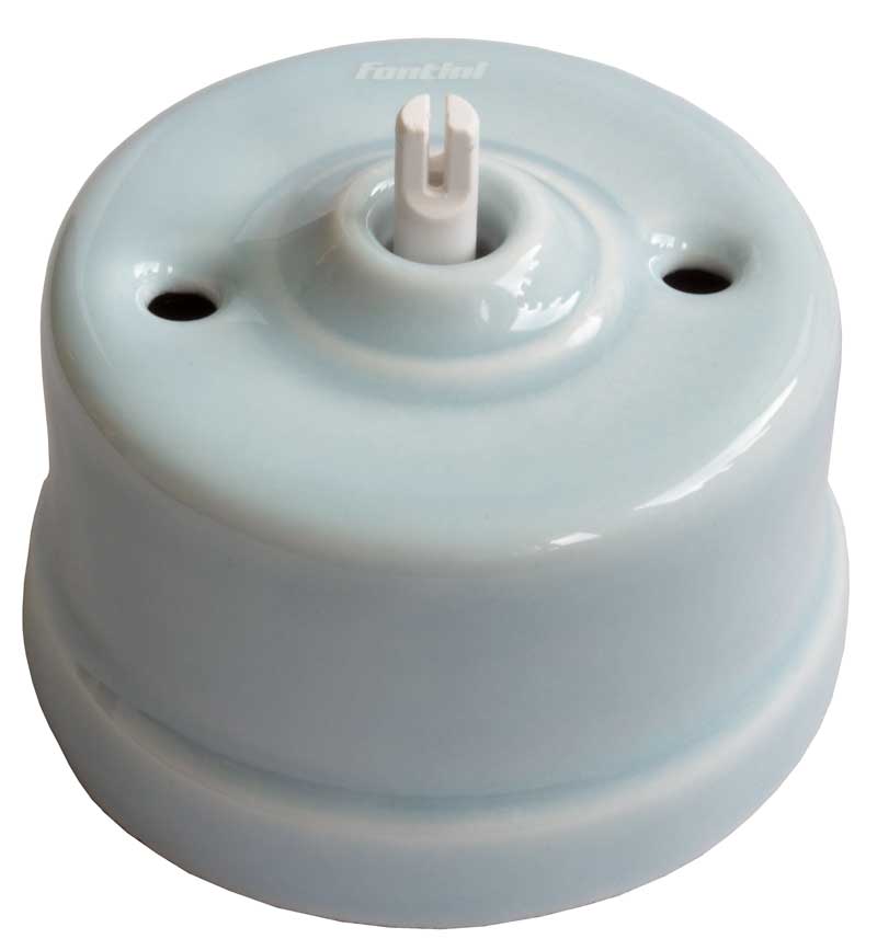 Schalter – Hellblaues Porzellan ohne Drehknopf (Wechsel-/Aus-/Drehschalter)