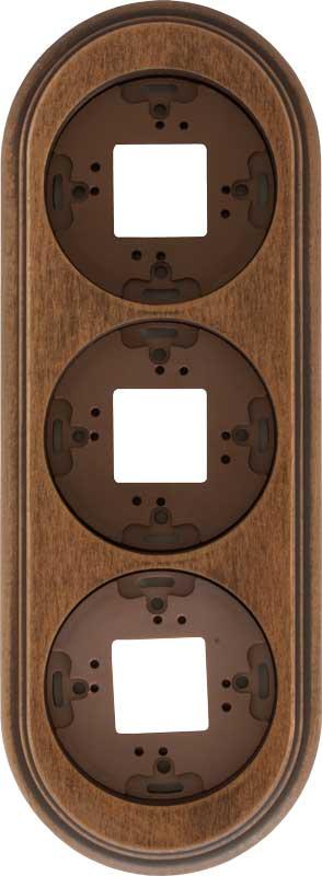 Garby – Holzrahmen für Schalter – 3 Löcher, dunkel gebeiztes Holz