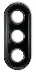 Frame retro switches black porcelain - 3 holes Garby Colonial