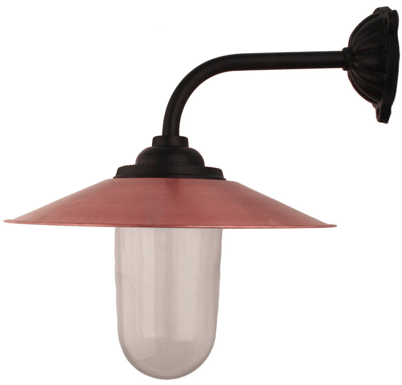 Udendørslampe - Staldlampe 90° kort, kobberskærm