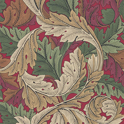 William Morris & Co. Tapet - Acanthus Madder/Thyme - gammaldags inredning - klassisk stil - retro - sekelskifte