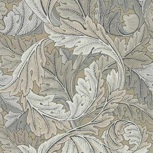 William Morris & Co. Tapet - Acanthus Manilla/Stone - gammaldadgs tapet med löv - arvestykke - gammeldags dekor - klassisk stil - retro - sekelskifte