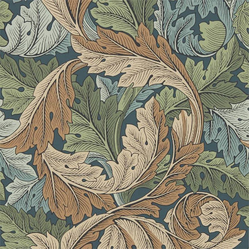 William Morris & Co. Tapet - Acanthus Slate Blue/Thyme - gammaldags inredning - klassisk stil - retro - sekelskifte