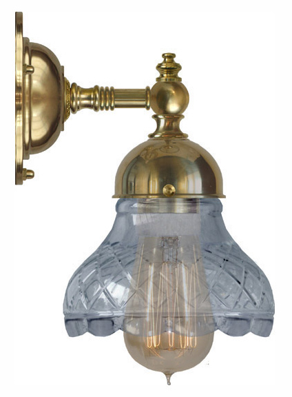Bathroom Wall Lamp Adelborg Brass Clear Cut Glass Shade Old Style Bathroom Wall Lamp Adelborg Brass Clear Glass