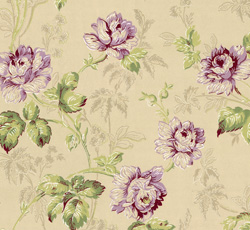 Lim & Handtryck Tapet – Belle epoque, beige/grøn/lyslilla