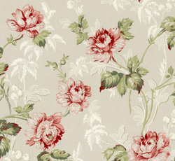 Lim & Handtryck Tapet - Belle epoque grå/rød/hvit - arvestykke - gammeldags dekor - klassisk stil - retro - sekelskifte