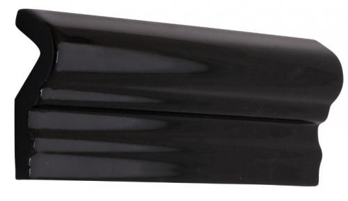 Kakel Victoria - Bröstlist 5 x 15 cm svart blank - sekelskiftesstil - gammaldags inredning - retro