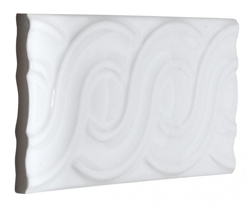 Tile Victoria - Decorative loops 7.5 x 15 cm white glossy - old fashioned style - classic interior - retro - vintage style