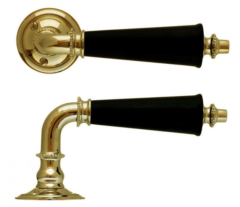Door Handle - Triple Pearl-String Detail - Brass