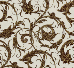 Lim & Handtryck Tapet - Draktapeten ljusgrå/brun - sekelskiftesstil - gammaldags inredning - retro