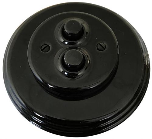 Duble dimmer - Black porcelain rotary switch - old fashioned style - vintage interior - classic style - retro
