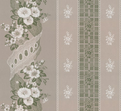 Lim & Handtryck Tapet - Felicie Eleonore grå/grön - sekelskiftesstil - gammaldags inredning - retro - klassisk stil