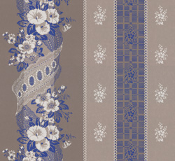 Lim & Handtryck Tapet – Felice Eleonore, grå/u.blå