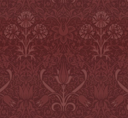 Lim & Handtryck Tapet - Florian rød/rød - arvestykke - gammeldags dekor - klassisk stil - retro - sekelskifte