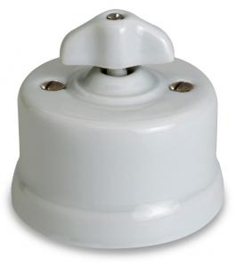 Doppeldimmer – Aufputz-Drehdimmer mit Kronenfunktion, weißes Porzellan