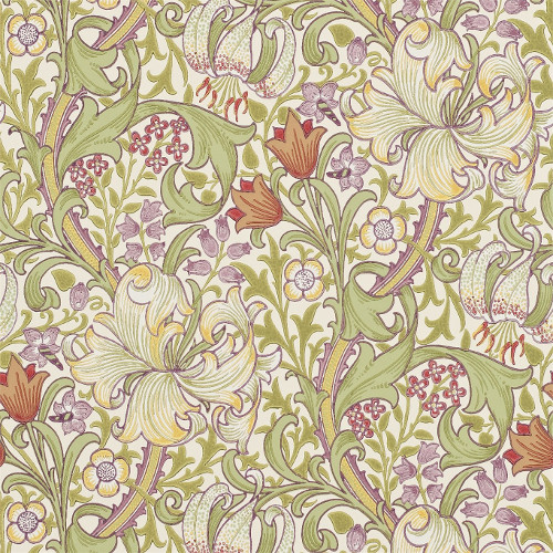 William Morris & Co. Bakgrunn - Golden Lily Olive / Russet - arvestykke - gammeldags dekor - klassisk stil - retro - sekelskifte