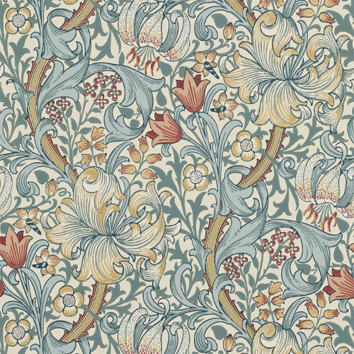 William Morris & Co. Bakgrunn - Golden Lily Slate / Manilla - arvestykke - gammeldags dekor - klassisk stil - retro - sekelskifte