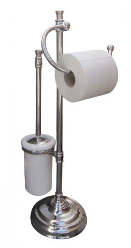 Floorstanding toilet brush & paper holder Brighton - Chrome