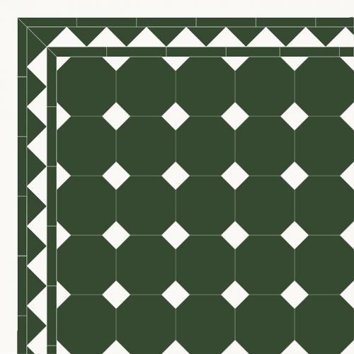 Oktagonklinker - 15x15 cm grön/vit Winckelmans - Sekelskiftesstil - gammaldags inredning - retro