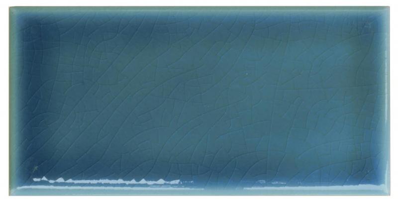 Flise, Bristol - 7,5 x 15 cm, blå, krakeleret