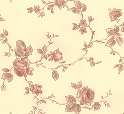 Lim & Handtryck Tapet - Rosen gul/rødbrun - arvestykke - gammeldags dekor - klassisk stil - retro - sekelskifte