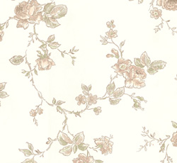 Lim & Handtryck Tapet - Rosen hvit/gul - arvestykke - gammeldags dekor - klassisk stil - retro - sekelskifte