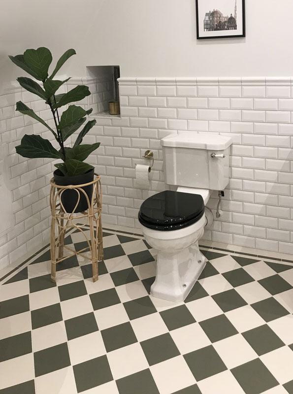 Bathroom inspiration Victorian floor tiles - 15 x 15 cm green/white