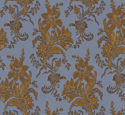 Lim & Handtryck Tapet - Liljer beige/gull - arvestykke - gammeldags dekor - klassisk stil - retro - sekelskifte