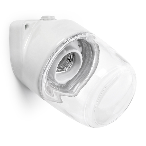Kælderlampe - Porcelænslampe med glaskuppel IP54/skrå