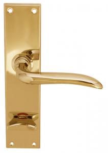 Door handle - With Bathroom Door Lock  Plate - Brass