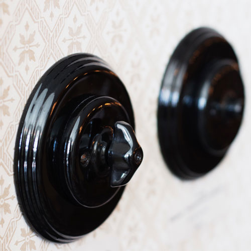 Double dimmer - Black porcelain rotary switch